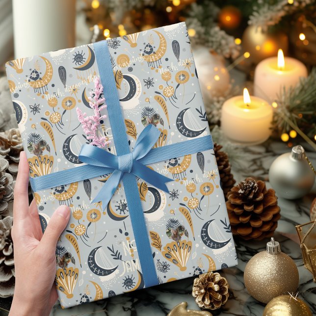 Himmlische Boho-Chic-Personalisierte Geschenkpapie Geschenkpapier (Von Creator hochgeladen)