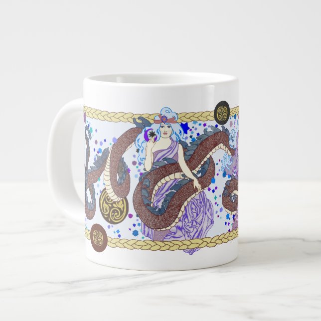 Himmlische Drache-Fahne Jumbo-Tasse (Vorderseite Links)