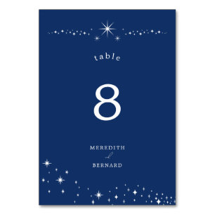 Himmlische Elegante Hochzeitssterne Navy Blau Tischnummer