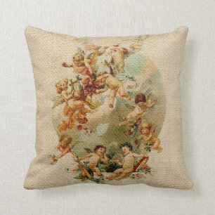 Himmlische Engel Cherubs Vintage Schrift Jute Kissen