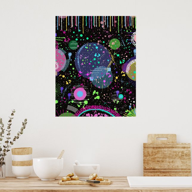 Himmlische Feiern: Maximalistische abstrakte Kunst Poster (Küche)