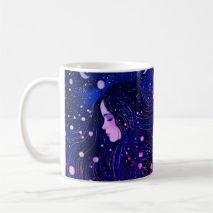 Himmlische Frau Göttin Mond Sterne Himmel Kaffeetasse