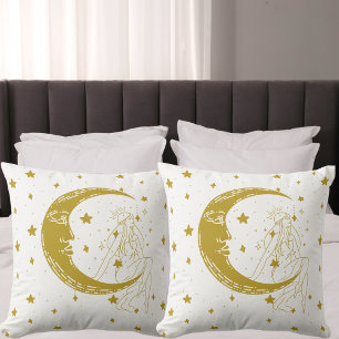 Himmlische Frau, Mond Sterne, Boho, elegante Astro Kissen