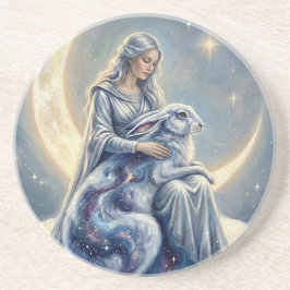 Himmlische Galaxie Hase Mond Göttin Fantasy-Kunst Getränkeuntersetzer
