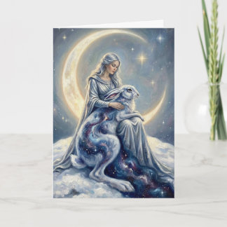 Himmlische Galaxie Hase Mond Göttin Fantasy-Kunst Karte