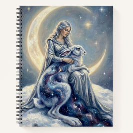 Himmlische Galaxie Hase Mond Göttin Fantasy-Kunst Notizbuch