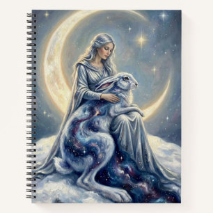 Himmlische Galaxie Hase Mond Göttin Fantasy-Kunst Notizbuch