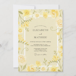 Himmlische gelbe Blütenblätter-Hochzeit Einladung