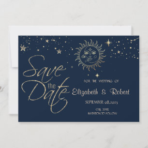 Himmlische goldene Sonne und Mond  Save The Date