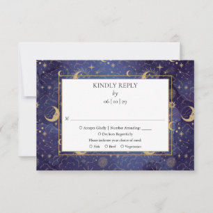 Himmlische Goldene Sonnen- und Mondhochzeit RSVP Karte