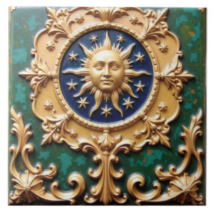 Himmlische Goldene Sonnenplakette Fliese