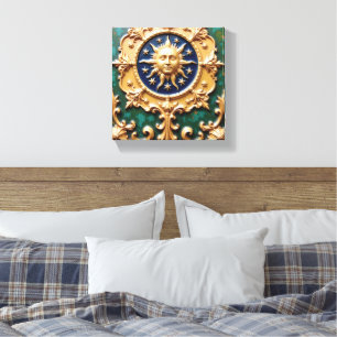 Himmlische Goldene Sonnenplakette Leinwanddruck