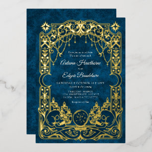 Himmlische gothische Halloween-Hochzeit Folieneinladung