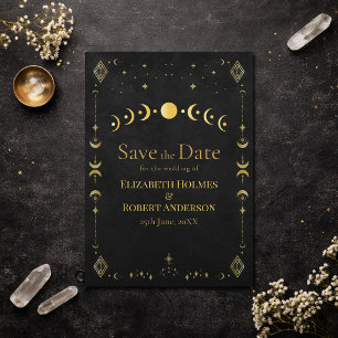 Himmlische gotische schwarze und goldene Karte zur