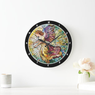 Himmlische Grauzeit: Glass Angel Wall Große Wanduhr