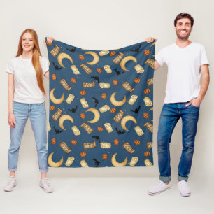 Himmlische Halloween-Hexen-Mond-Fliesblanke Fleecedecke
