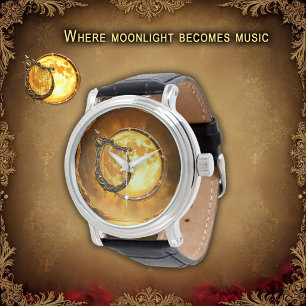 Himmlische Harfe des goldenen Mondes Armbanduhr