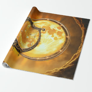Himmlische Harfe des goldenen Mondes Geschenkpapier