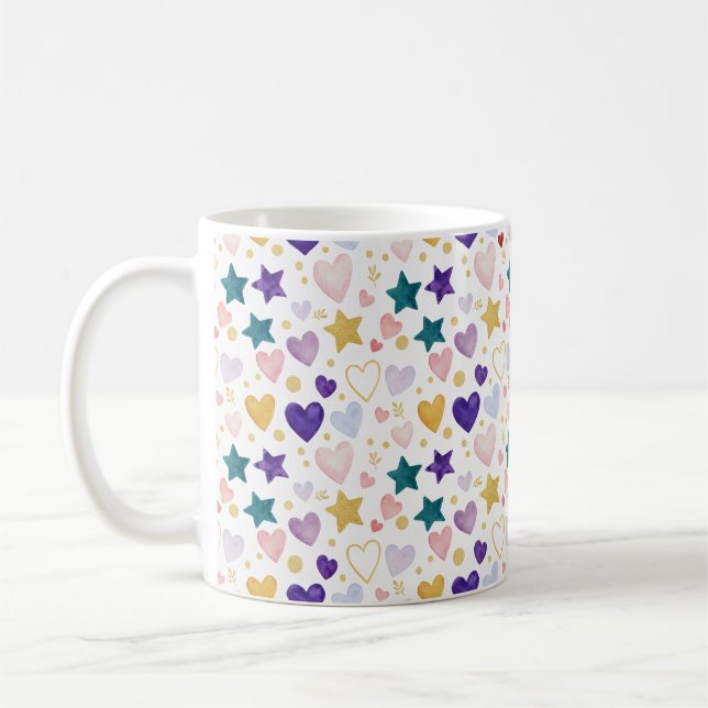 Himmlische Herzen & Sterne Kaffeetasse (Links)