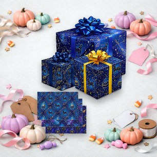 Himmlische Hexen-Schwarze Katze Halloween Geschenkpapier Set