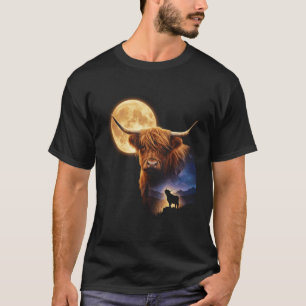 Himmlische Highland-Kuh Heulender Mond Vintage 90e T-Shirt
