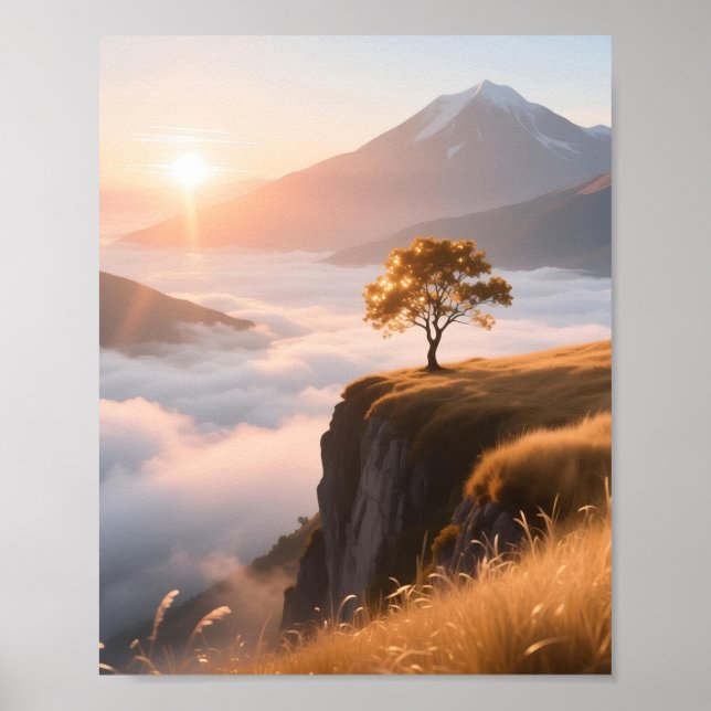 Himmlische Hochebene am Morgen Poster (Vorne)
