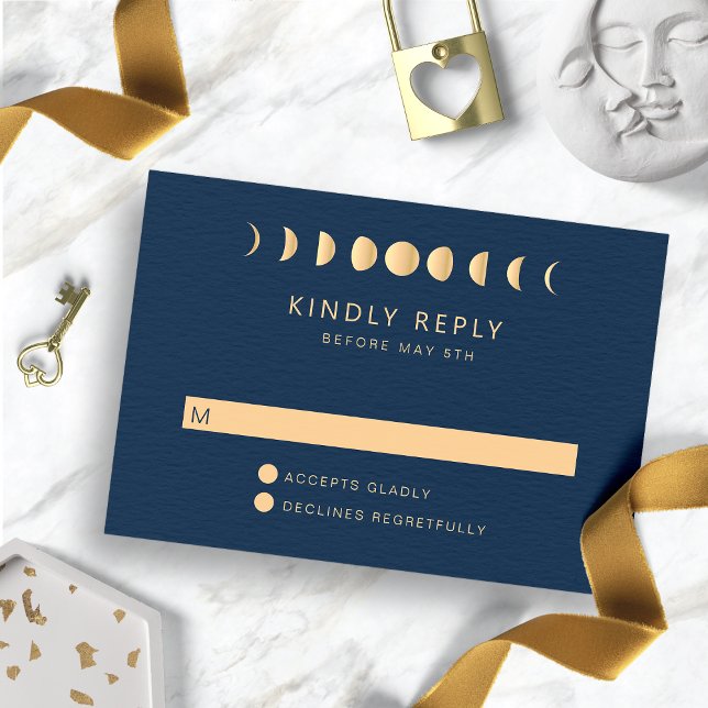 Himmlische Hochzeit RSVP Karte (Navy Blue and Gold Celestial Wedding RSVP Card
)