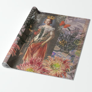 Himmlische Jungfrau-Göttin-Collage: Vintage-Himmel Geschenkpapier