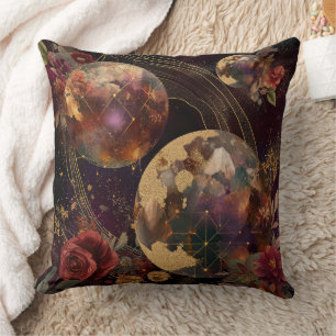 Himmlische Kristallwelt Gold Lila Galaxie Kissen