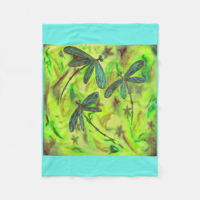 Himmlische Libellen auf einem Sternenhimmel Fleecedecke (Vorderseite)