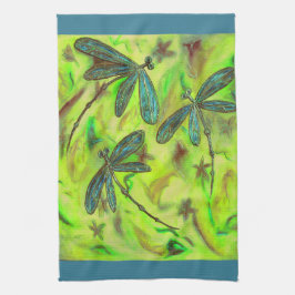 Himmlische Libellen auf einem Sternenhimmel Geschirrtuch