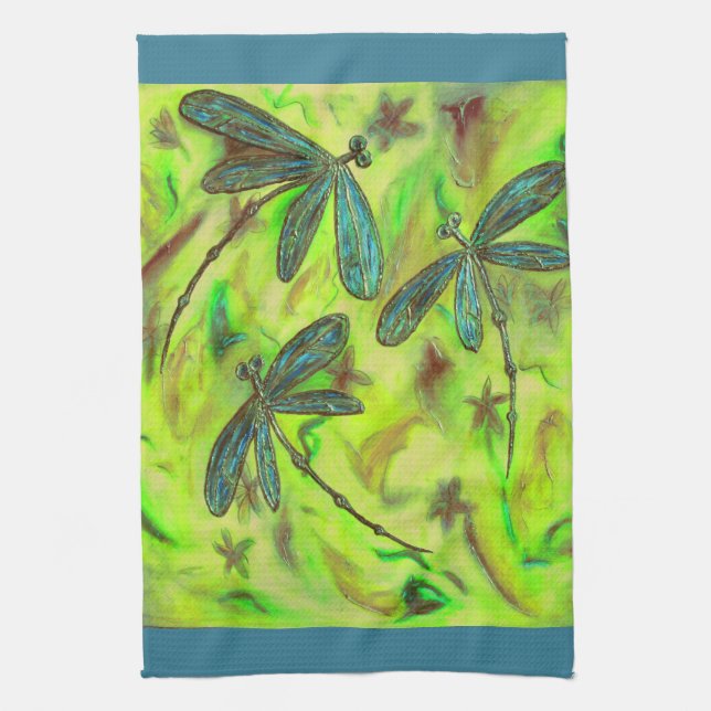 Himmlische Libellen auf einem Sternenhimmel Geschirrtuch (Vertikal)