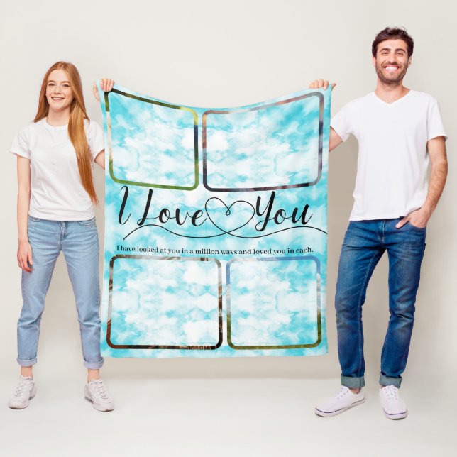 Himmlische Liebe Foto Collage Jubiläum Valentine Fleecedecke (Beispiel)