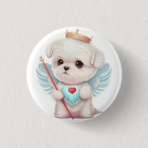 Himmlische Liebe: Niedlicher Angel maltesischer Hu Button