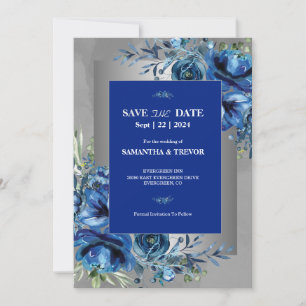 Himmlische Liebe Silber, Blaue Eleganz Save The Da Einladung