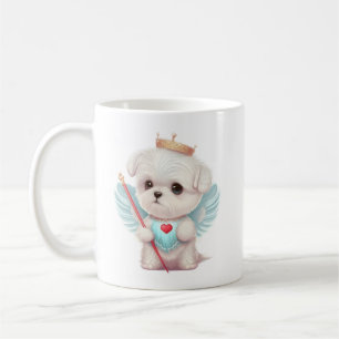 Himmlische Liebe: Süßer Engel Malteser Hund Welpe Kaffeetasse