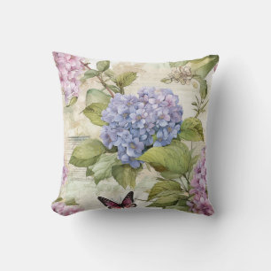 Himmlische Lila Hydrangea und Schmetterlingsharmon Kissen
