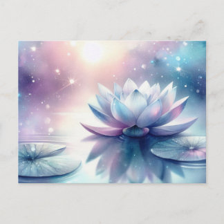 Himmlische Lotusblüte Wasserlilie Spirituell Kosmi Ankündigungspostkarte