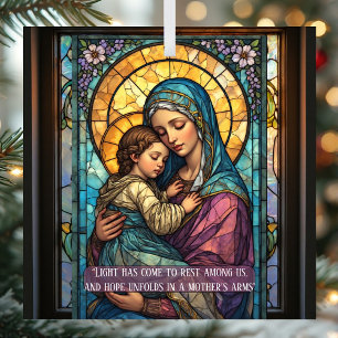 Himmlische Madonna und Kind katholischer Weihnacht Ornament Aus Glas