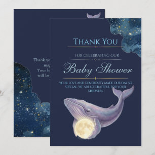 Himmlische Mond-Baby-Shower-Dankeskarten Wal Dankeskarte