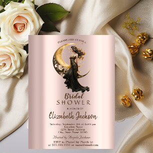 Himmlische Mond Mädchen Roségold-Brautparty Einladung