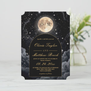 Himmlische Mond Sterne Hochzeit Nacht Einladung