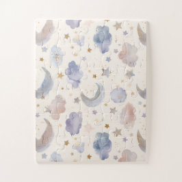 Himmlische Mond Sterne Wolken Wasserfarbe Pastelle Puzzle