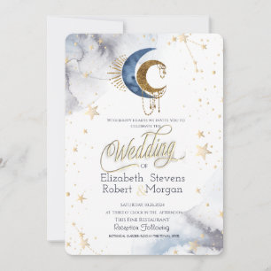 Himmlische Monde, Sterne Chic Hochzeit   Einladung