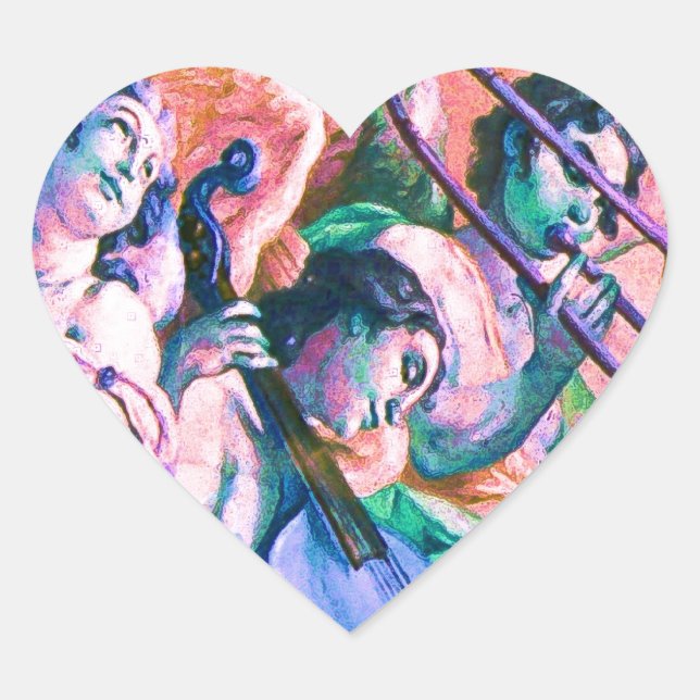 Himmlische Musikkapelle Herz-Aufkleber (Vorderseite)