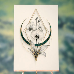 Himmlische Orchidee Geometrisch Gold Premium Acryl Acrylschild