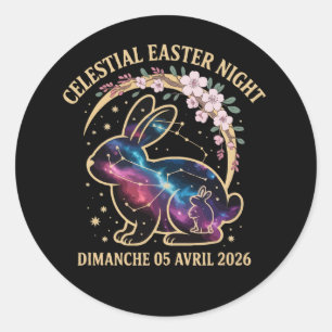 Himmlische Osternacht 2026 Galaxy Bunny Constella Runder Aufkleber