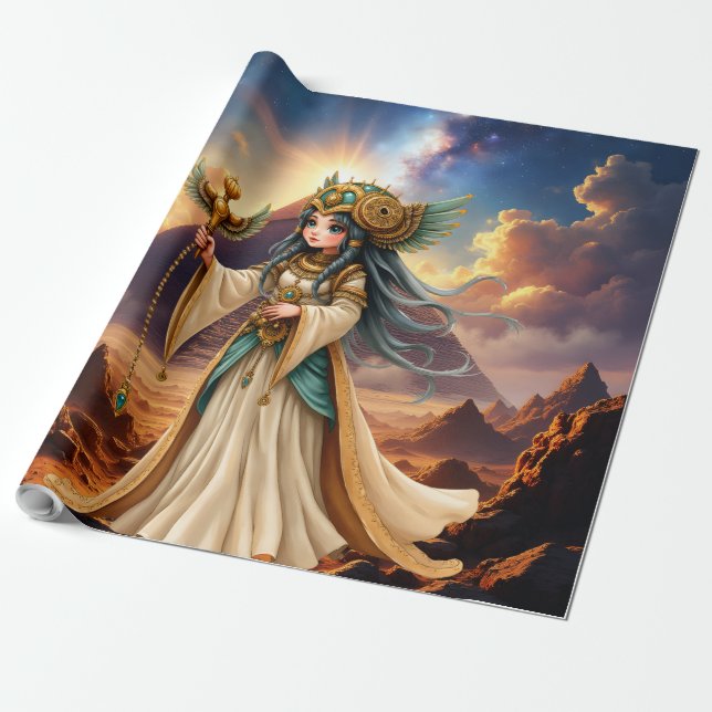 Himmlische Priesterin der goldenen Pyramide. Geschenkpapier (Ungerollt)