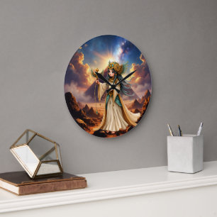 Himmlische Priesterin der goldenen Pyramide. Große Wanduhr