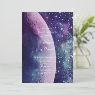Himmlische Purpur-Galaxie-Mond-Brunch & Bubbly Einladung